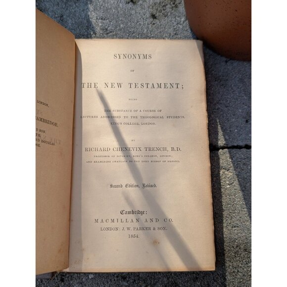 1854 Antique Synonyms Of The New Testament 2nd Ed. Rev. Richard Trench B.D - Picture 1 of 15